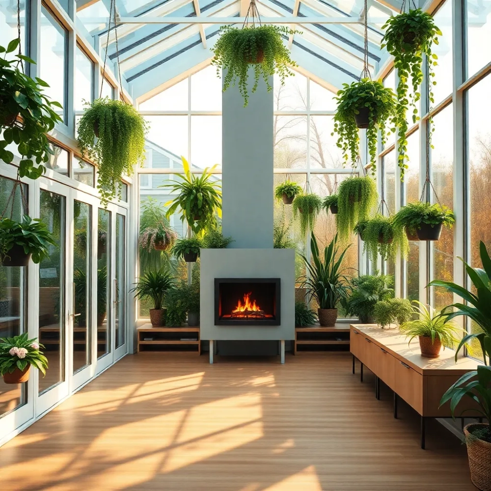 Ogród zimowy całoroczny z kominkiem