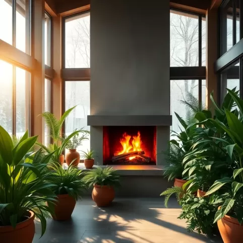 Ogród zimowy z kominkiem