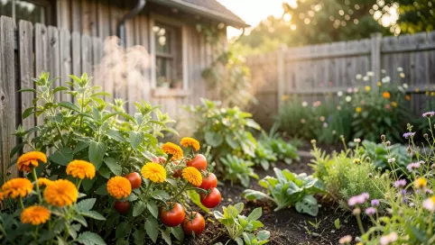 wiejski ogród przydomowy
